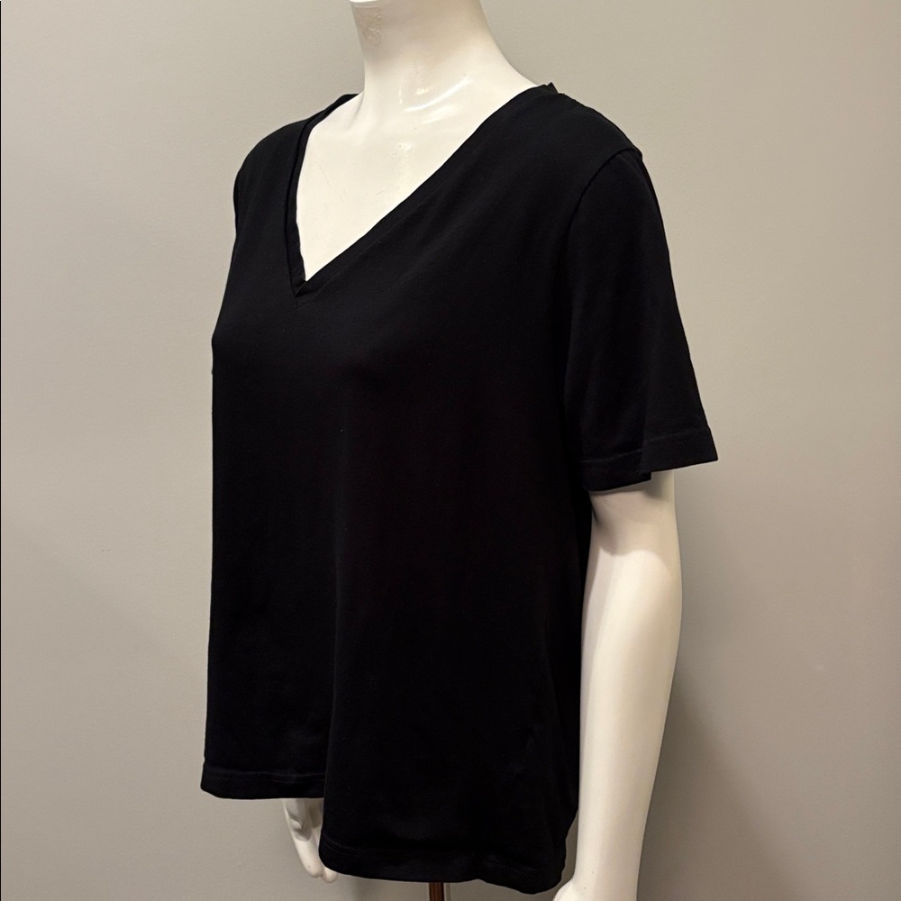 COS Classic Cotton V-Neck T-Shirt Top in Black Short Sleeve Size L - Picture 6 of 8
